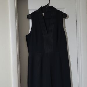 Anne Klein Elegant Black Sleeveless Dress, Calf-length, Pleated